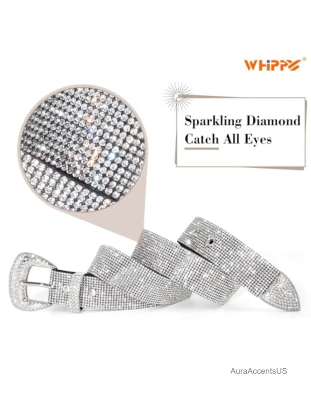 Rhinestone Leather Belt for Women Disco Bling Studded Waist Belt